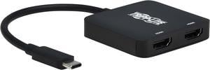 Tripp Lite USB C Adapter Dual-Display 4K 60Hz HDMI HDR 4:4:4 HDCP 2.2 Black