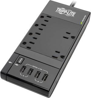TRIPP LITE Safe-IT Surge Protector 6Outlet 4 Retractable USB Ports 8ft Cord