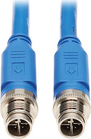 Tripp Lite M12 X-Code Cat6a Shielded Ethernet Cable, 10G F/UTP CMR-LP (M/M), IP68, 60W Power over Ethernet, Blue, 16.4 Feet / 5 Meters (NM12-6A1-05M-BL)