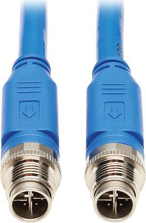 Tripp Lite M12 X-Code Cat6a Shielded Ethernet Cable, 10G F/UTP CMR-LP (M/M), IP68, 60W Power over Ethernet, Blue, 32.8 Feet / 10 Meters (NM12-6A1-10M-BL)