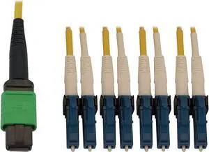 Tripp Lite Single Mode Fiber Patch Cable, 9/125 OS2 MPO to 4x Switchable LC Duplex (F/M APC-UPC), 8 Fiber, Yellow, LSZH Jacket, 2 Meters / 6.6 Feet (N390X-02M-8L-AP)