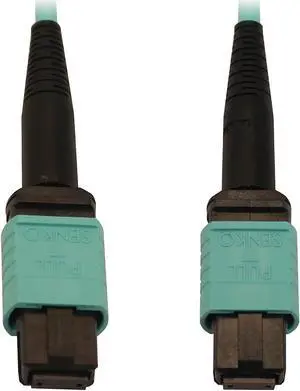 Tripp Lite Multimode Fiber Patch Cable, 50/125 OM3 MTP/MPO (F/F), 12 Fiber, 40/100/400GbE, Aqua LSZH Jacket, 10 Meters / 32.8 Feet (N844B-10M-12-P)