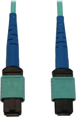 Tripp Lite Multimode Fiber Patch Cable, 50/125 OM3 MTP/MPO (F/F), 24 Fiber, 40/100/400GbE, LSZH Jacket, Aqua, 3 Meters / 9.8 Feet (N846B-03M-24-P)