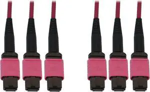 Tripp Lite Multimode Fiber Optic Cable, 50/125 OM4 MTP/MPO (3xF/3xF), 24-Strand, 40/100/400GbE, LSZH Jacket, Magenta, 10 Meters / 32.8 Feet (N858B-10M-3X8MG)