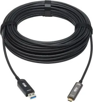 Tripp Lite USB-A to USB-C AOC Cable (M/M) - USB 3.2 Gen 2 Plenum-Rated Fiber Active Optical - Data Only, Black, 10 m U428F-10M-D3