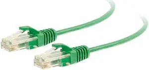 C2G 01160 Cat6 Slim Cable - Snagless Unshielded Slim Ethernet Network Patch Cable, Green (1 Feet, 0.30 Meters)