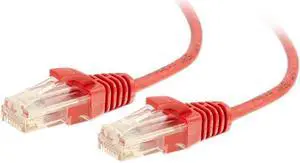 C2G 01168 Cat6 Slim Cable - Snagless Unshielded Slim Ethernet Network Patch Cable, Red (7 Feet, 2.13 Meters)