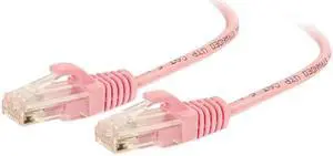 C2G 01193 Cat6 Slim Cable - Snagless Unshielded Slim Ethernet Network Patch Cable, Pink (7 Feet, 2.13 Meters)