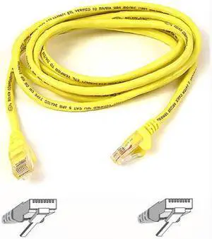 Belkin A3L980-03-YLW-S 3 ft. Cat 6 Yellow Patch Cable CAT6 Snagless RJ-45M / RJ-45M