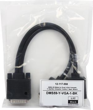 Coboc DMS59-Y-VGA-1-BK 1ft Black Color LFH/DMS-59 Male to Dual VGA(HD15) Female Splitter Y Cable