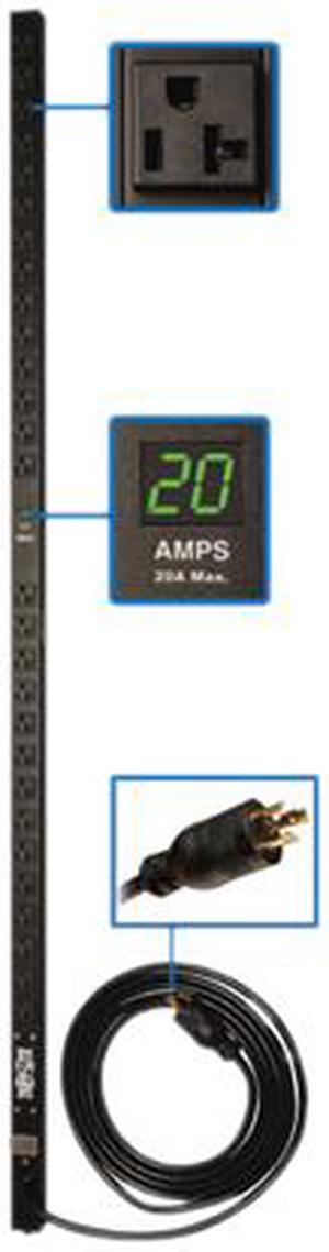 Tripp Lite Metered PDU, 20A, 28 Outlets (5-15/20R), 120 V, L5-20P/5-20P Adapter, 15 ft. Cord, 0U Vertical Rack-Mount Power (PDUMV20)