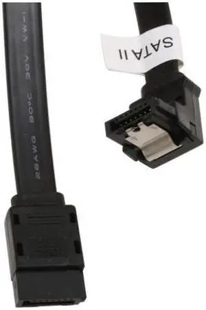 OKGEAR 18" SATA 6 Gbps Cable, Straight to Right Angle W/Metal Latch, Black, Backward Compatible with 3 Gbps and 1.5 Gbps