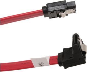 OKGEAR 18" SATA 6 Gbps Cable, Straight to Right Angle W/Metal Latch, Red, Backward Compatible with 3 Gbps and 1.5 Gbps