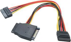 OKGEAR AD-Y-SATA-0.2M 8 in. 8" SATA 15pin male to three SATA 15pin female cable Adapter Male to Female