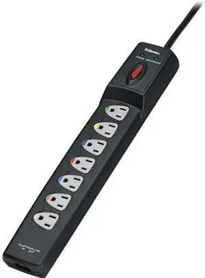 Fellowes 99110 6' 7 Outlets 1600 Joules Power Guard Surge Protector Fellowes 99110 6' 7 Outlets 1600 Joules Power Guard Surge Protector