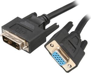 DAT 7208D Black Male to Female DVI Male to VGA Female Cable