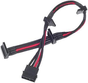 Silverstone SST-PP07-BTSBR 11.81 in. (30 cm) Black & Red 4Pin SATA Sleeved Power Cable Extension