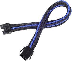 Silverstone SST-PP07-EPS8BA 11.81 in. (30cm) Black & Blue 8Pin To 8Pin (4+4) EPS Sleeved Power Cable Extension