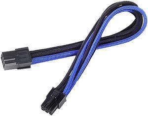 Silverstone SST-PP07-IDE6BA 9.84 in. (25cm) Black & Blue 6Pin To 6Pin PCIE Sleeved Power Cable Extension