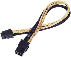 Silverstone SST-PP07-IDE6BG 9.84 in. (25cm) Black & Gold 6Pin To 6Pin PCIE Sleeved Power Cable Extension