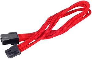Silverstone SST-PP07-IDE6R 9.84 in. (25cm) Red 6Pin To 6Pin PCIE Sleeved Power Cable Extension