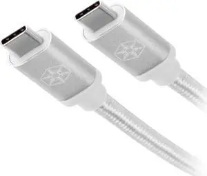 Silverstone CPU06S-1000 Silver USB 3.1 Gen 2 Type-C to Type-C with E-marker IC and support PD function cable,1 meter, Nylon Braided