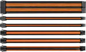 Thermaltake AC-036-CN1NAN-A1 11.81 in. (All Cables)  TtMod Sleeve Extension Power Supply Cable Kit ATX/EPS/8-pin PCI-E/6-pin PCI-E w/ Combs Orange/Black