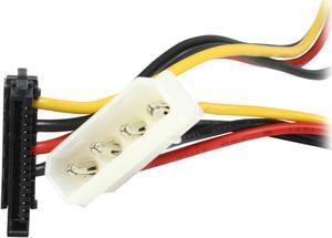 SYBA SY-CAB40018 1 ft. Molex 4-Pin to 2 x 15-Pin Right Angle SATA Power Cable