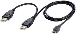 SYBA CL-CAB20042 Black Dual USB 2.0 Type A to USB Mini 5-Pin Type B x 1 Y Data and Power Cable