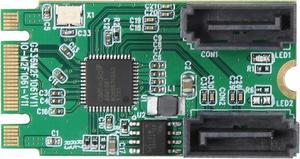 SYBA SI-ADA40127 M.2 B+M Key 22x42 PCIe to 2 Ports SATA 6 G III Adapter Card