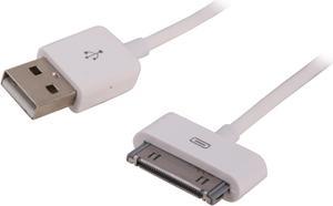 Link Depot LD-APLUSB-1M White Apple Dock Connector to USB 2.0 - Compatible with iPhones & iPods