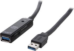 SIIG JU-CB0711-S1 Black USB 3.0 Active Repeater Cable w/ Power adapter - OEM