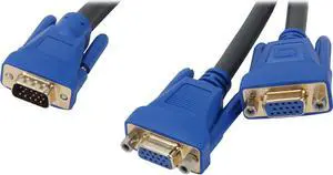 C2G 29610 Ultima One HD15 VGA Male to Two HD15 VGA Female SXGA Monitor Y-Cable, Black (1 Feet, 0.3 Meters)