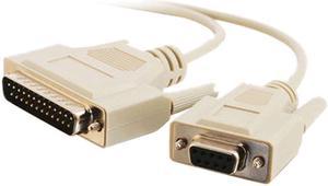C2G 03019 DB25 Male to DB9 Female Serial RS232 Null Modem Cable Beige 6 Feet 182 Meters