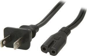 C2G 27398 18 AWG 2-Slot Non-Polarized Power Cord - NEMA 1-15P to IEC320C7, TAA Compliant, Black (6 Feet, 1.82 Meters)