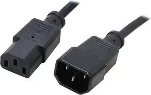 C2G 03140 18 AWG Computer Power Extension Cord - IEC320C14 to IEC320C13, TAA Compliant, Black (1 Feet, 0.30 Meters)