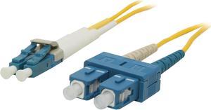 C2G 26260 OS2 Fiber Optic Cable - LC-SC 9/125 Duplex Single-Mode PVC Fiber Cable, Yellow (6.6 Feet, 2 Meters)