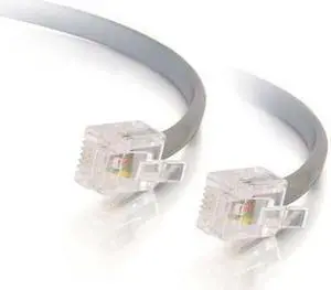 C2G 09591 RJ11 6P4C Straight Modular Cable, Silver (14 Feet, 4.26 Meters)