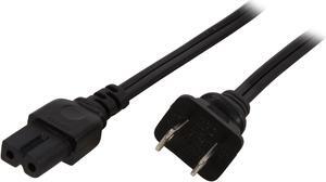 C2G 27399 18 AWG 2-Slot Polarized Power Cord - NEMA 1-15P to IEC320C7 (C7) TAA Compliant, Black (6 Feet, 1.82 Meters)