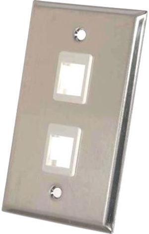 C2G/Cables To Go 37094 Two Port Keystone Single Gang Wall Plate - Stainless Steel