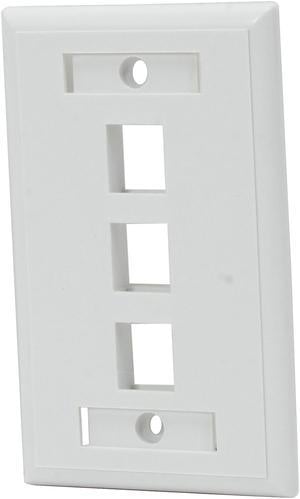 C2G 03412 3-Port Single Gang Multimedia Keystone Wall Plate - White