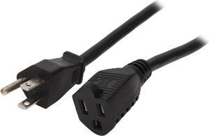 C2G 29929 16 AWG Outlet Saver Power Extension Cord (NEMA 5-15P to NEMA 5-15R) TAA Compliant, Black (2 Feet, 0.60 Meters)