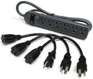 C2G 39995 4 ft. 6 Outlets 270 Joules Surge Suppressor with (3) 1ft Outlet Saver Power Extension Cords