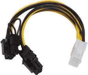 Athena Power CABLE-YPCIE628 7.25 in. PCIE 6pin "Y" Split to Two PCIE 2.0 8(6+2)pin Cable Female to Male