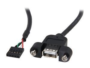1ft Panel Mount USB Cable - USB A Female To Motherboard Header Adapter For Internal PC Connections