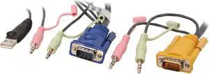 IOGEAR 15 feet Micro-Lite Bonded All-in-One USB KVM Cable G2L5305U