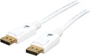 IOGEAR G2LDPDP02 6 ft. White Input: DisplayPort Male Output: DisplayPort Male DisplayPort to DisplayPort Cable Male to Male