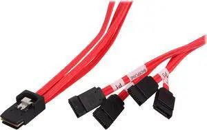 Tripp Lite Model S508-18N 18" Internal SAS Cable, 4-Lane mini-SAS (SFF-8087) to 4xSATA 7pin (SFF-8482)