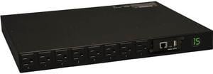 Tripp Lite 1.4 kWatts Single-Phase Switched PDU with LX Platform Interface, 120V Outlets (16 x 5-15R), 5-15P, 100 - 127V Input, 12.0 Feet Cord, 1U Rack-Mount, TAA (PDUMH15NET)