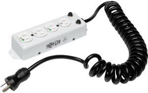 Tripp Lite Medical-Grade Power Strip; 4 Hospital-Grade Outlets, 3 ft. Extendable Coiled Cord, For Patient-Care Vicinity – UL 1363A (PS-410-HG-OEMCC)